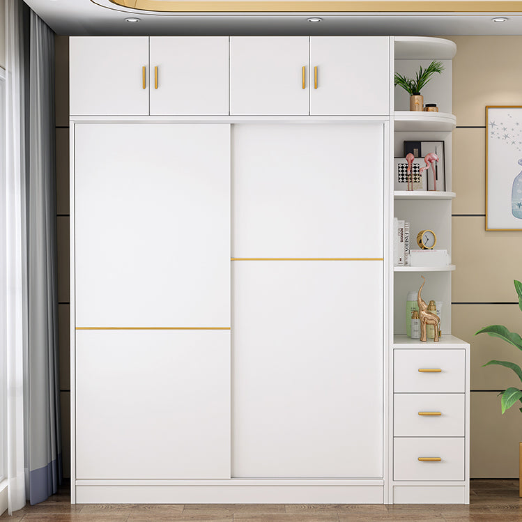 Contemporary White Wood Frame Wardrobe Freestanding Wardrobe with Soft Close Doors