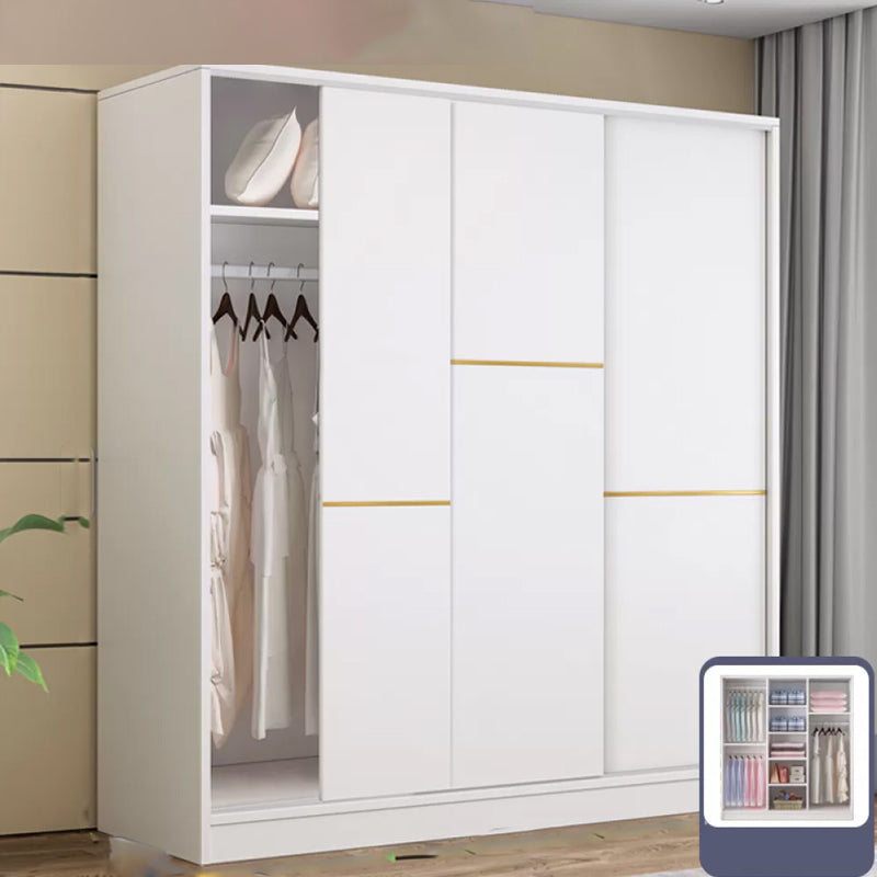 Contemporary White Wood Frame Wardrobe Freestanding Wardrobe with Soft Close Doors
