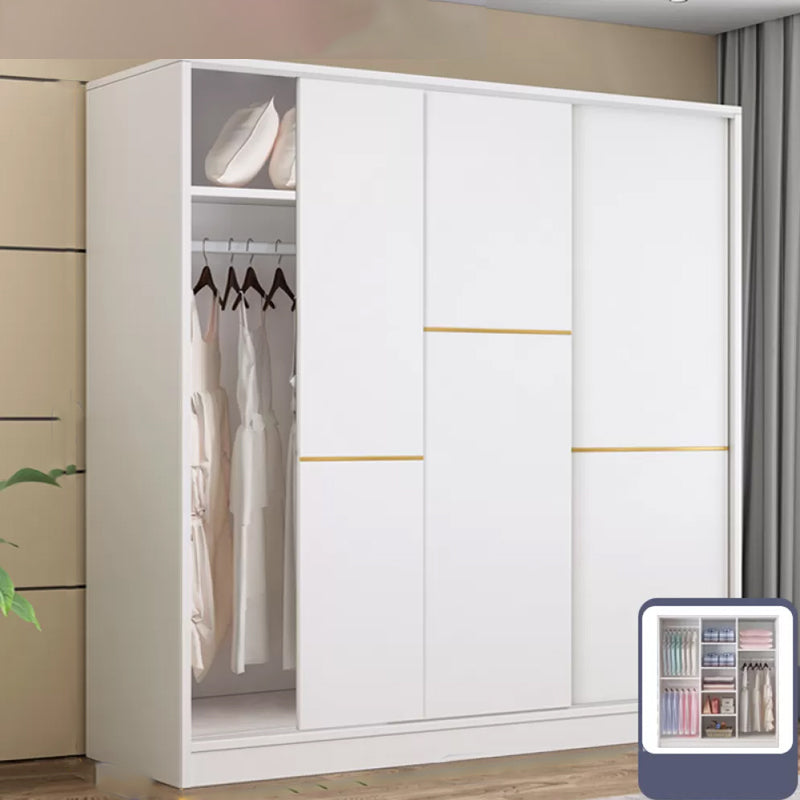 Contemporary White Wood Frame Wardrobe Freestanding Wardrobe with Soft Close Doors