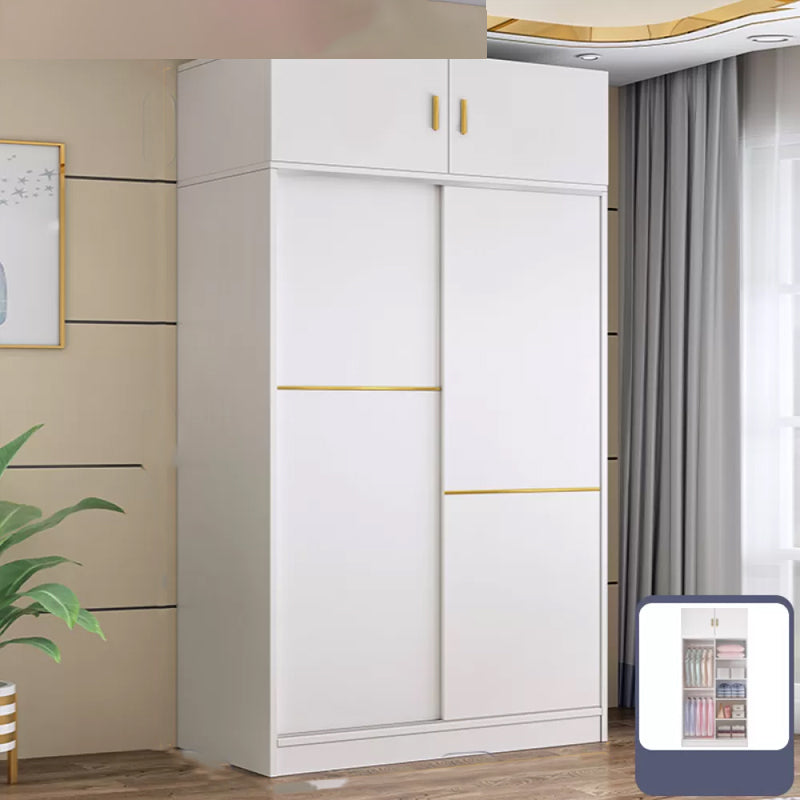 Contemporary White Wood Frame Wardrobe Freestanding Wardrobe with Soft Close Doors