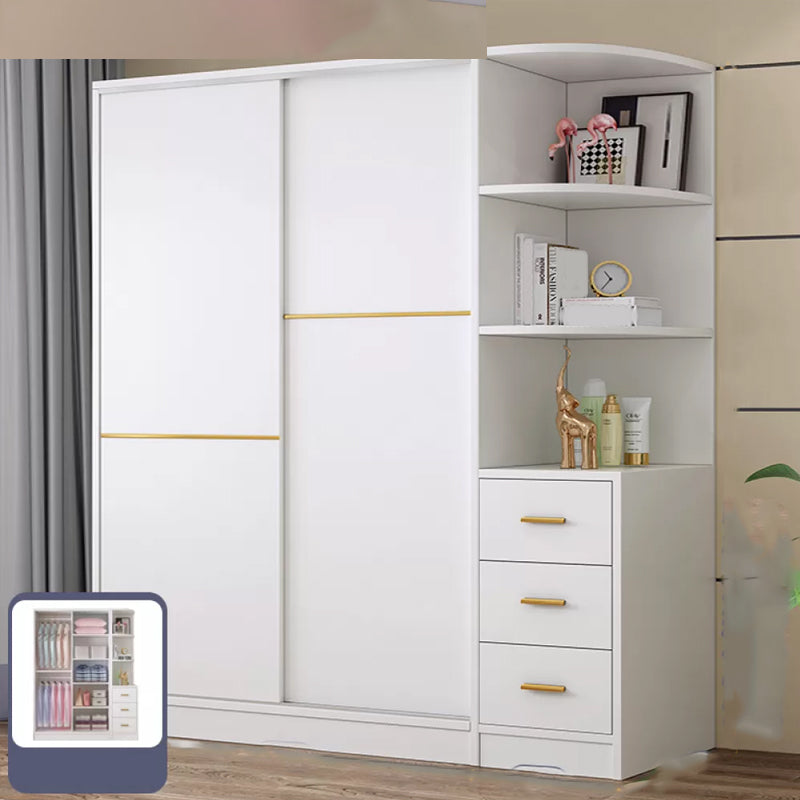 Contemporary White Wood Frame Wardrobe Freestanding Wardrobe with Soft Close Doors