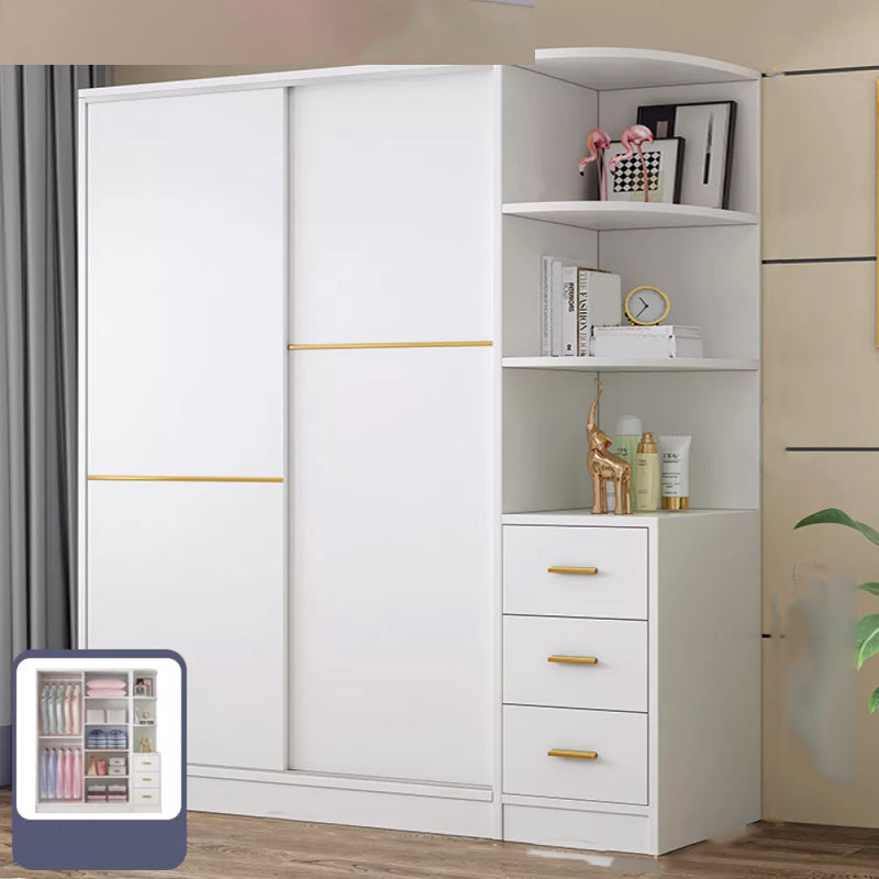 Contemporary White Wood Frame Wardrobe Freestanding Wardrobe with Soft Close Doors