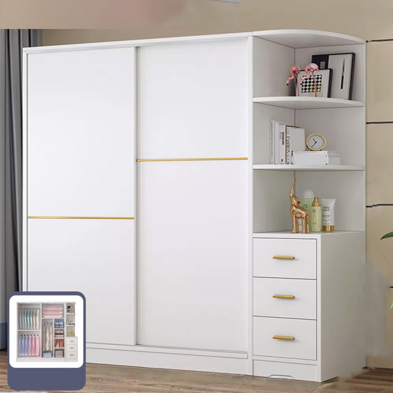 Contemporary White Wood Frame Wardrobe Freestanding Wardrobe with Soft Close Doors