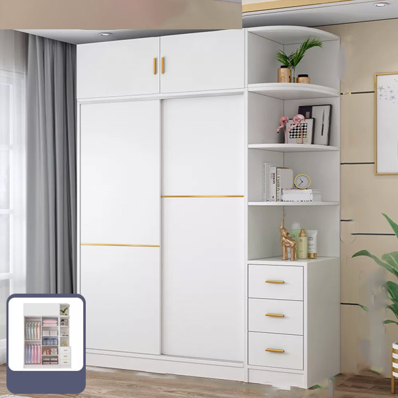 Contemporary White Wood Frame Wardrobe Freestanding Wardrobe with Soft Close Doors