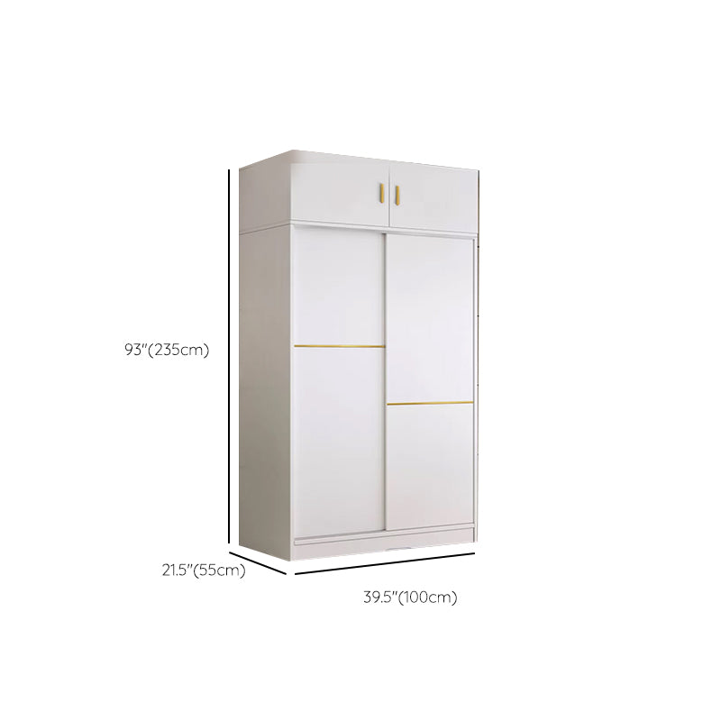 Contemporary White Wood Frame Wardrobe Freestanding Wardrobe with Soft Close Doors