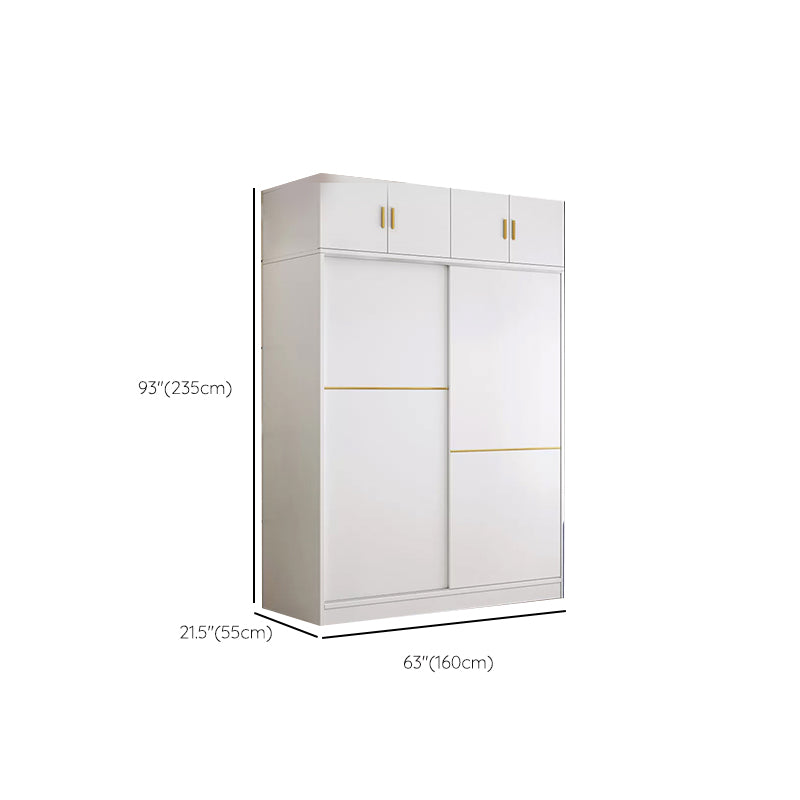 Contemporary White Wood Frame Wardrobe Freestanding Wardrobe with Soft Close Doors