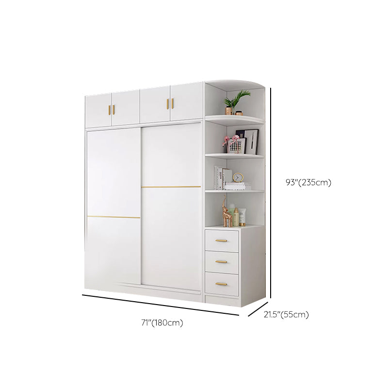 Contemporary White Wood Frame Wardrobe Freestanding Wardrobe with Soft Close Doors