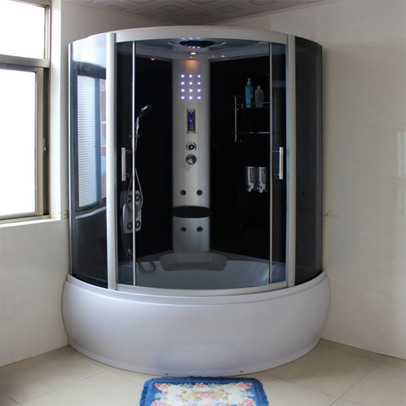 Round Double Sliding Shower Stall Full Frame Tempered Glass Shower Room