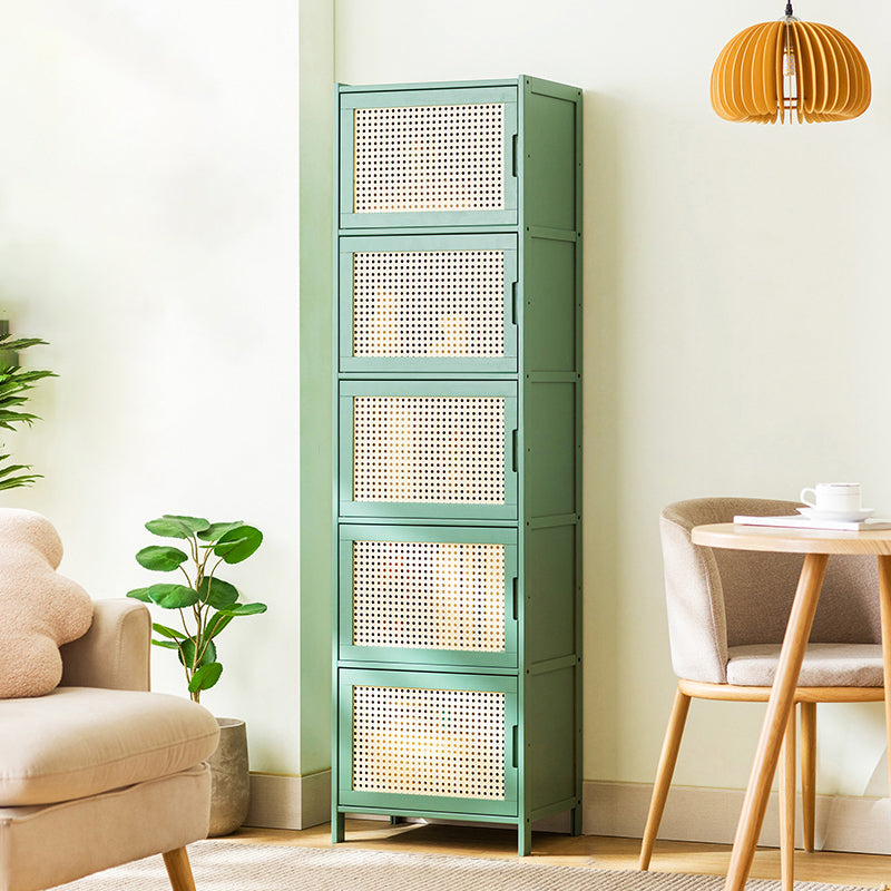 Contemporary Green Wood Accent Cabinet Rectangle Grooves Accent Cabinet