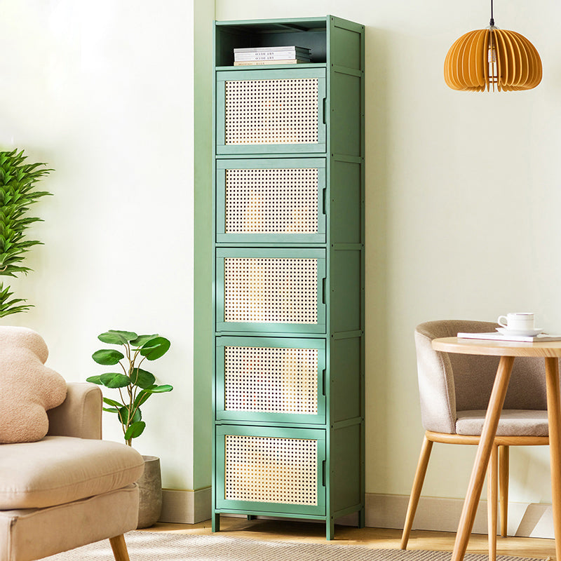 Contemporary Green Wood Accent Cabinet Rectangle Grooves Accent Cabinet