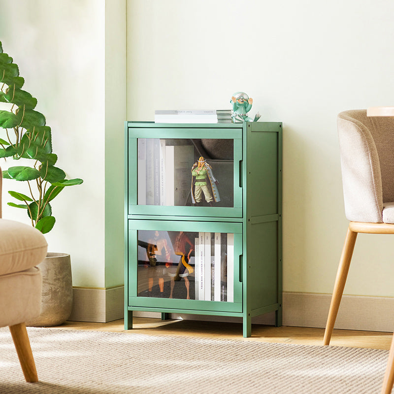 Contemporary Green Wood Accent Cabinet Rectangle Grooves Accent Cabinet