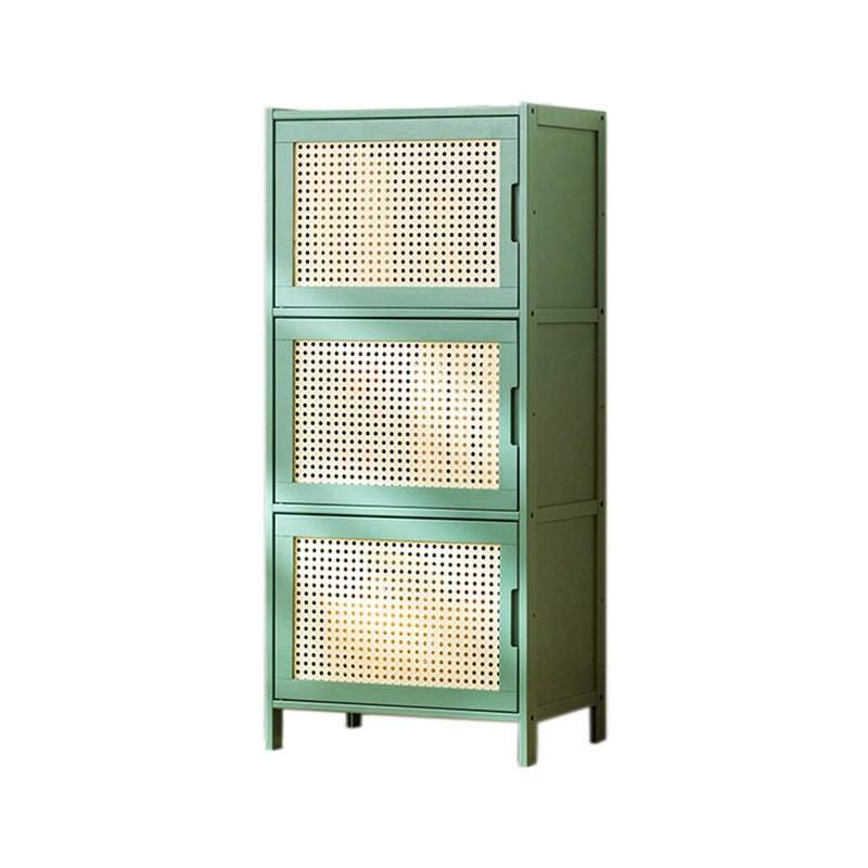 Contemporary Green Wood Accent Cabinet Rectangle Grooves Accent Cabinet
