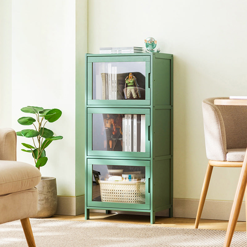 Contemporary Green Wood Accent Cabinet Rectangle Grooves Accent Cabinet