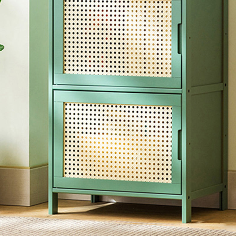 Contemporary Green Wood Accent Cabinet Rectangle Grooves Accent Cabinet