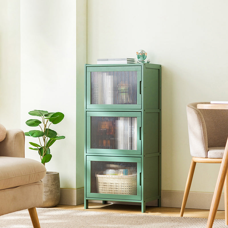 Contemporary Green Wood Accent Cabinet Rectangle Grooves Accent Cabinet