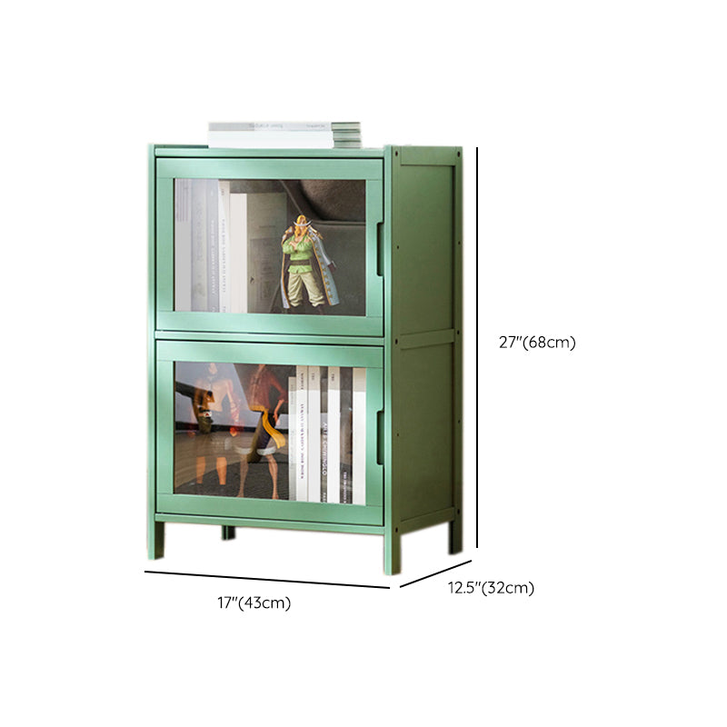 Contemporary Green Wood Accent Cabinet Rectangle Grooves Accent Cabinet
