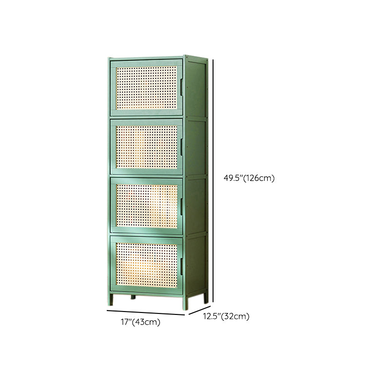 Contemporary Green Wood Accent Cabinet Rectangle Grooves Accent Cabinet