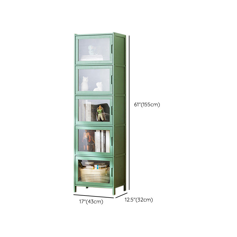 Contemporary Green Wood Accent Cabinet Rectangle Grooves Accent Cabinet
