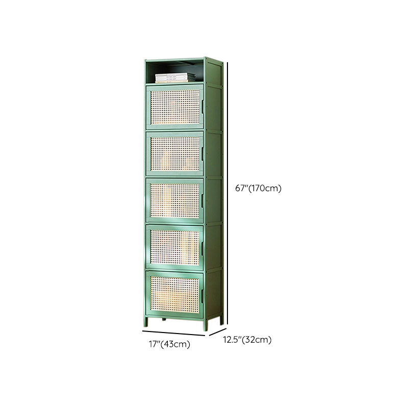 Contemporary Green Wood Accent Cabinet Rectangle Grooves Accent Cabinet