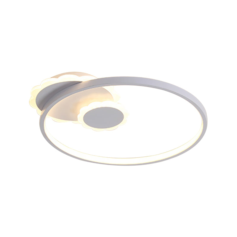 White Round Ceiling Light Modernism LED Acrylic Flush Mount Lamp for Bedroom, Warm/White Light
