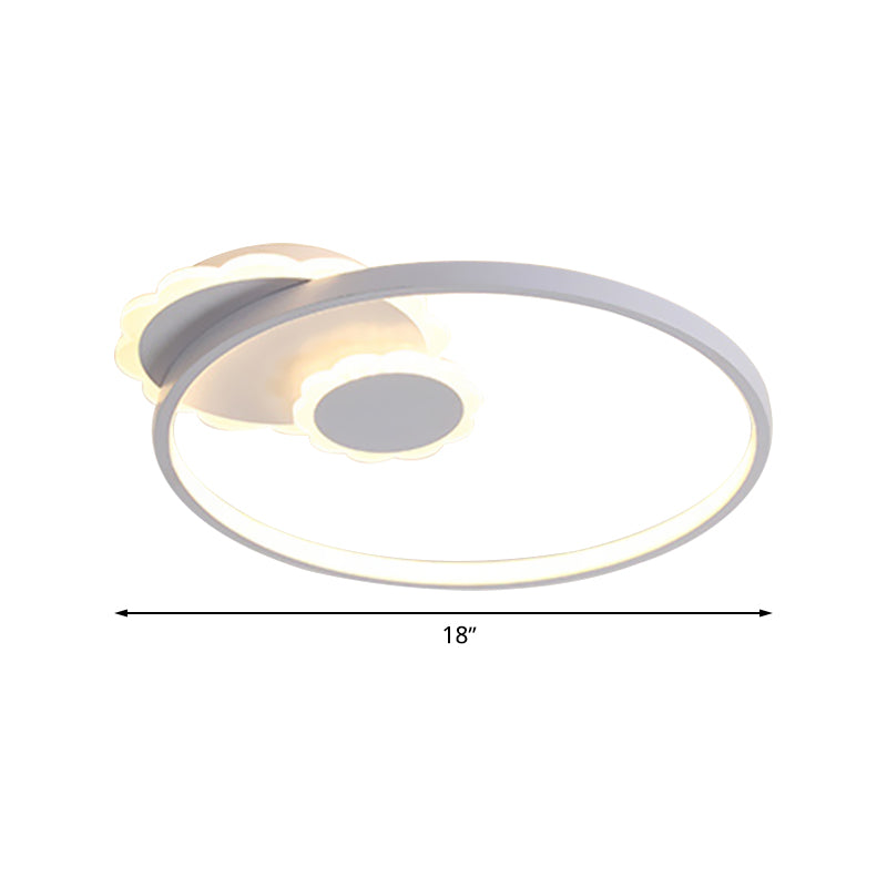 White Round Ceiling Light Modernism LED Acrylic Flush Mount Lamp for Bedroom, Warm/White Light