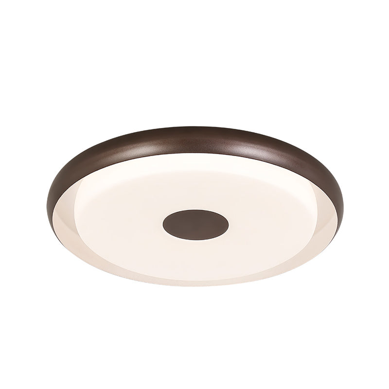 18"/21" Wide Modern Halo Flush Mount Light Iron LED Bedroom Flushmount Lighting in Coffee