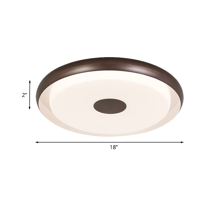 18"/21" Wide Modern Halo Flush Mount Light Iron LED Bedroom Flushmount Lighting in Coffee