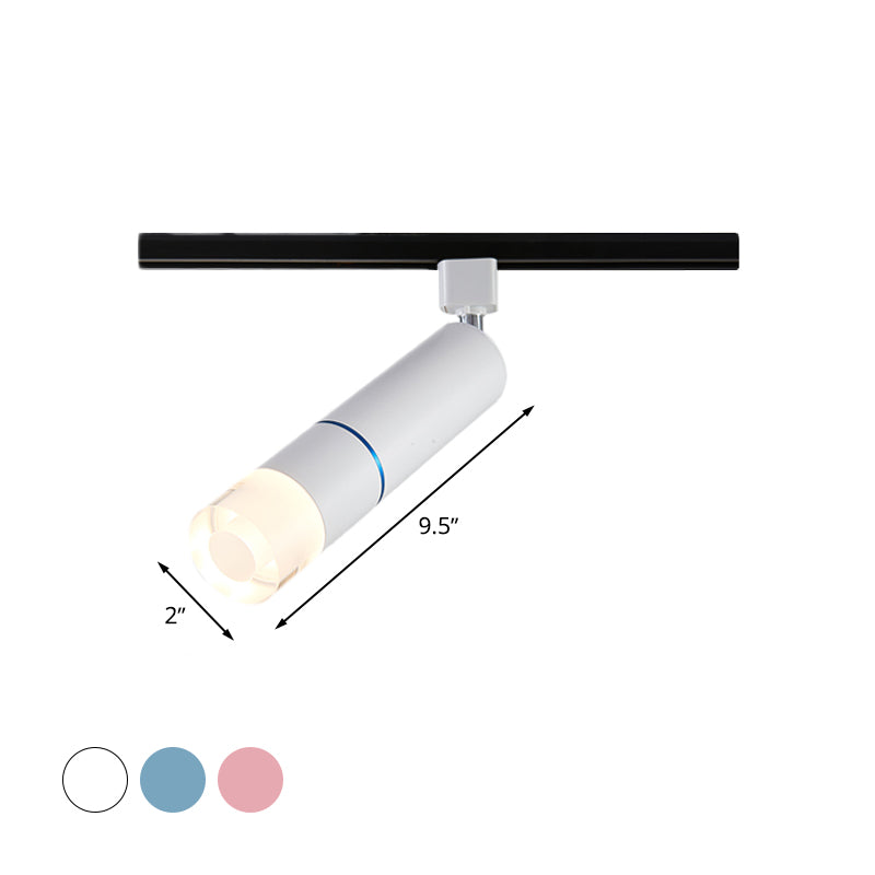 Tube Clothing Store Semi Flush Aluminium LED Modern Rotatable Flush Mount Lighting in White/Pink/Blue
