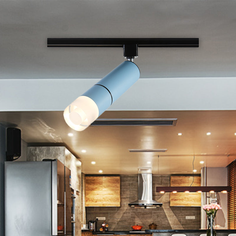 Tube Clothing Store Semi Flush Aluminium LED Modern Rotatable Flush Mount Lighting in White/Pink/Blue