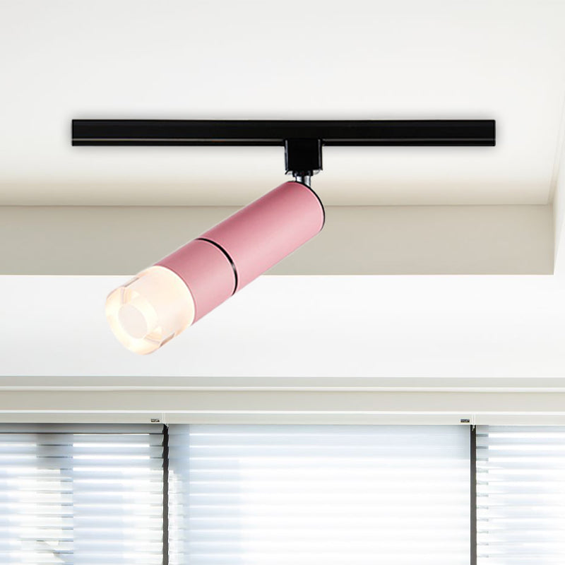 Tube Clothing Store Semi Flush Aluminium LED Modern Rotatable Flush Mount Lighting in White/Pink/Blue