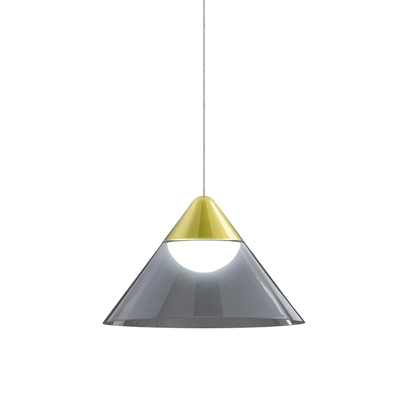 Nordic 1 Bulb Suspension Light Gold Cone Pendant Lamp with Smoke Gray Glass Shade for Dining Room