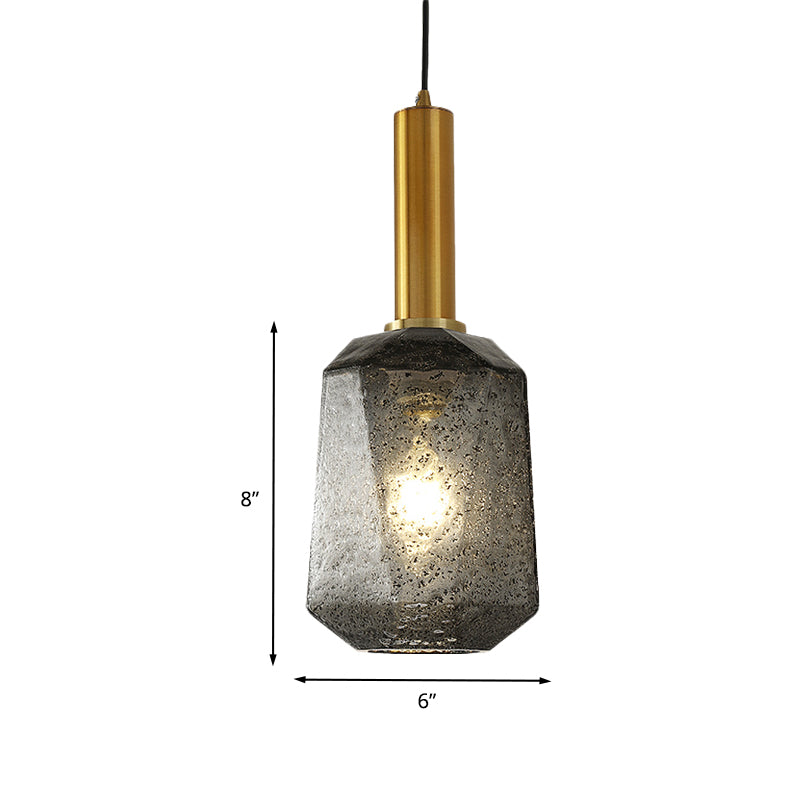 Facettiertes Nachtheizpendelleuchte Rauchgrauglas 1 Leichte industrielle Hänge Deckenlampe in Messing