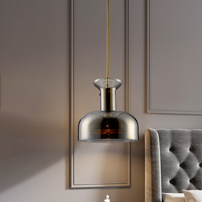 Suspension de suspension en pot simplicité transparente / fumée de verre gris 1 bulbe de cuisine plafond LED