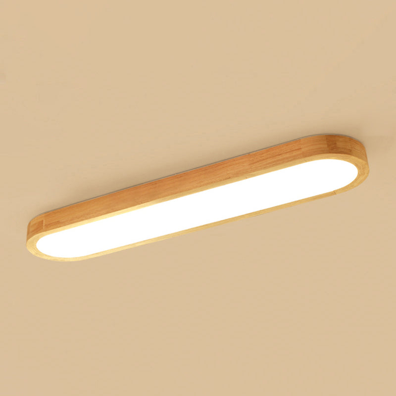 Minimalist Oblong Soffitto Illuminazione Legno Living Room LED Flush Montato Light in Warm / White Light, 25,5 "/35.5" /47 " Lungo