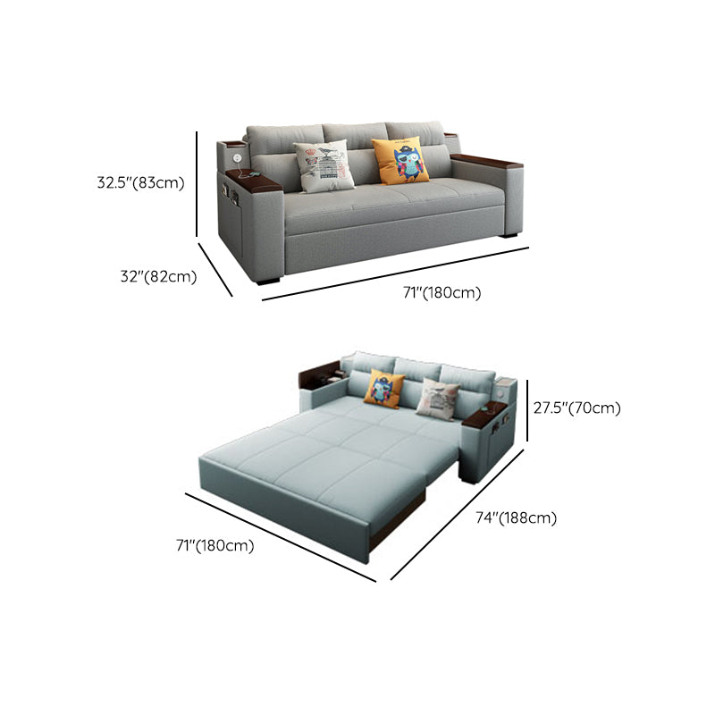 Contemporary Futon Sleeper Sofa Square Arms Futon and Mattress with Storage