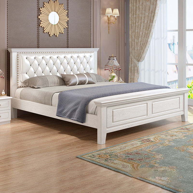 Contemporary Wood and Upholstered Bed Rectangular Standard Bed with Custom Gold Legs
