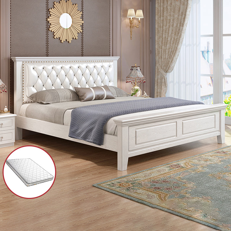 Contemporary Wood and Upholstered Bed Rectangular Standard Bed with Custom Gold Legs