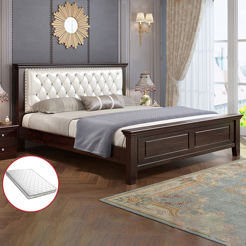 Contemporary Wood and Upholstered Bed Rectangular Standard Bed with Custom Gold Legs