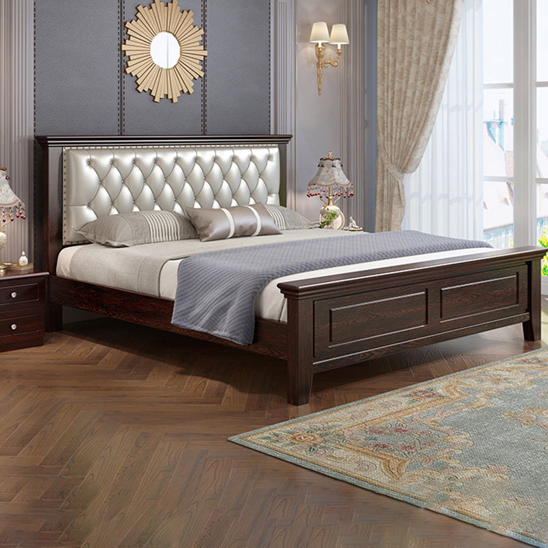Contemporary Wood and Upholstered Bed Rectangular Standard Bed with Custom Gold Legs