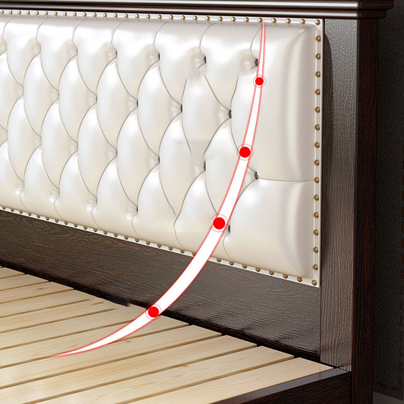 Contemporary Wood and Upholstered Bed Rectangular Standard Bed with Custom Gold Legs