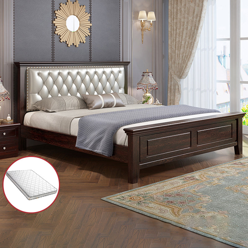 Contemporary Wood and Upholstered Bed Rectangular Standard Bed with Custom Gold Legs