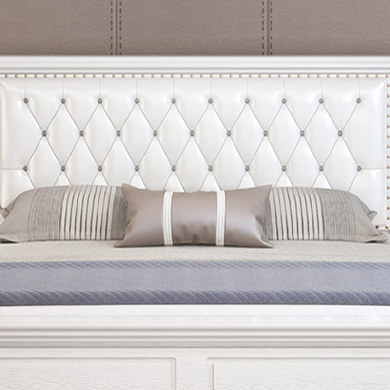 Contemporary Wood and Upholstered Bed Rectangular Standard Bed with Custom Gold Legs