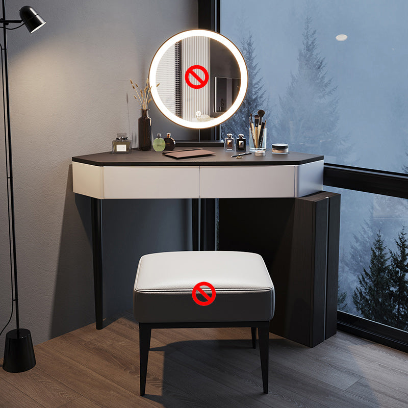 Modern Make-up Vanity with 3 Drawers in Black Solid Wood Vanity Desk