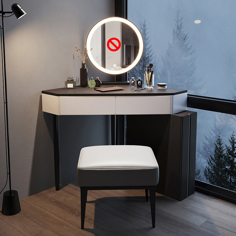 Modern Make-up Vanity with 3 Drawers in Black Solid Wood Vanity Desk