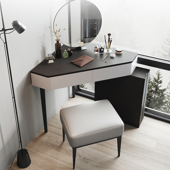 Modern Make-up Vanity with 3 Drawers in Black Solid Wood Vanity Desk