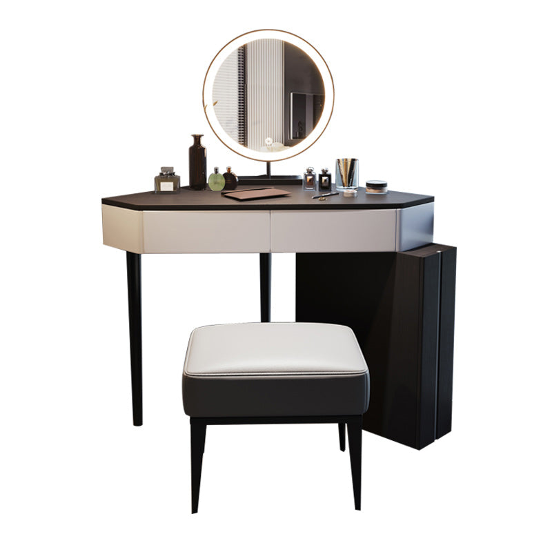 Modern Make-up Vanity with 3 Drawers in Black Solid Wood Vanity Desk