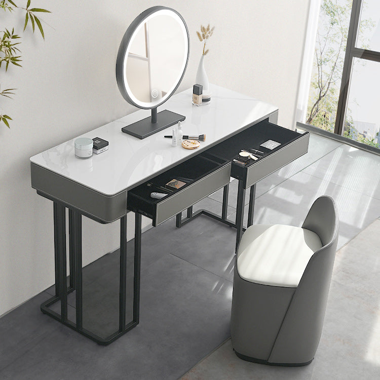 Modern Stone Top Makeup Dressing Table with 2 Drawers for Bedroom