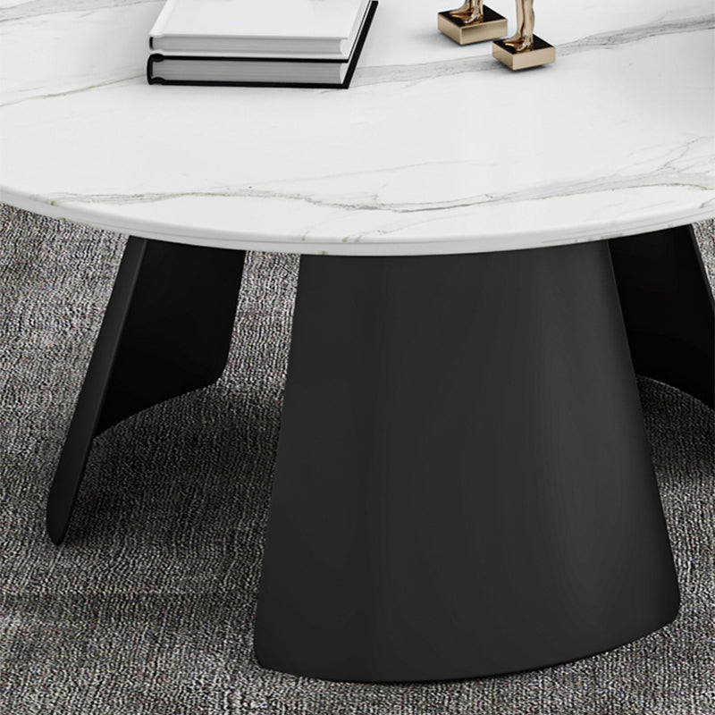 White Round Coffee Table Slate Coffee Table Set with Black Legs