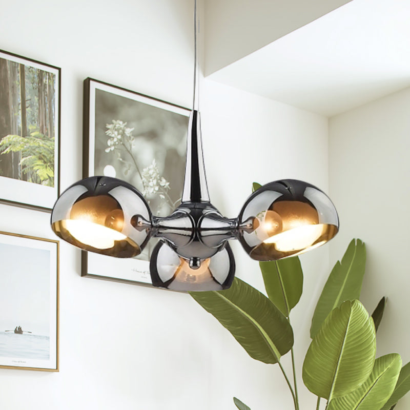 Ciotola cromata illuminazione per lampadario postmoderno 3/5 luci specchio a sospensione in vetro luce per sala da pranzo