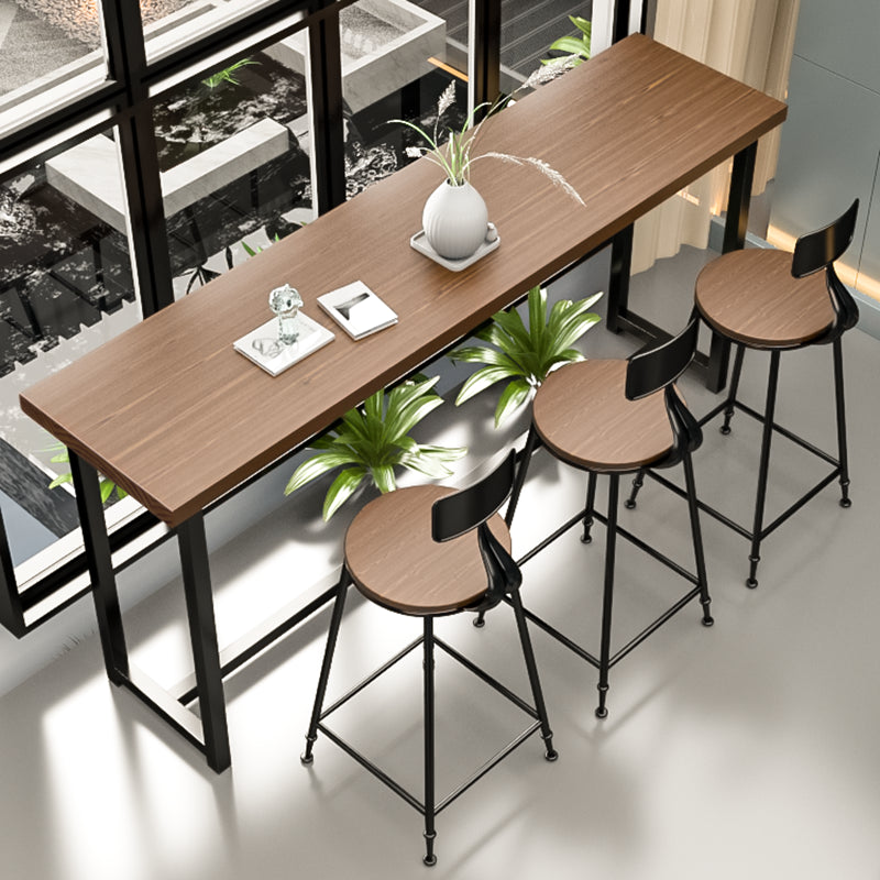 Industrial Rectangle Bar Table Set 1/4 Pcs Metal and Solid Wood Bar Table and Stools